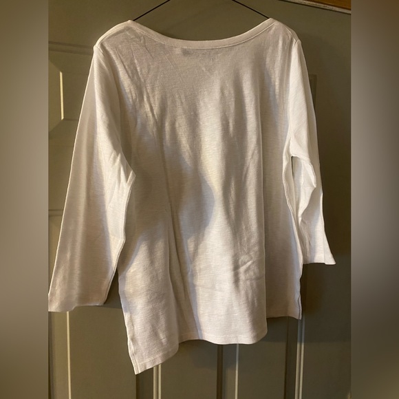 Kirkland Signature White 3/4 Length Sleeved Slub Tee Size L NWT - Picture 4 of 5